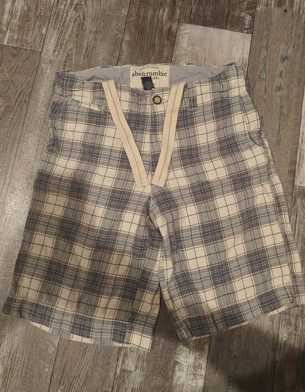 Abercrombie Kids Plaid Cargo Shorts Blue Gray Size 16